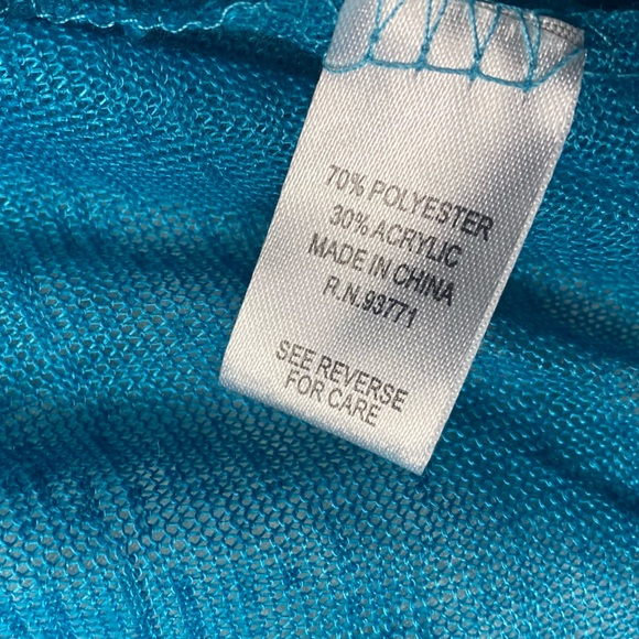 Turquoise & White Knit Sleeveless Vest / Cardigan Women’s Large by Kaktus - Picture 8 of 13